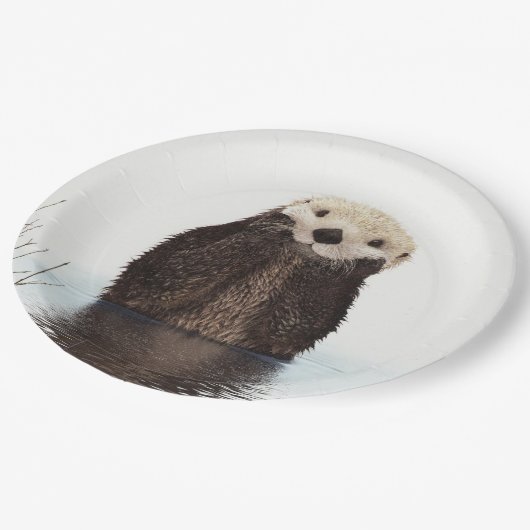 かわいいカワウソの野生動物の画像 ペーパープレート (アングル)