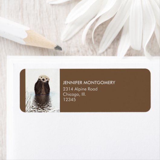 かわいいカワウソの野生動物の画像 ラベル (インサイチュ)