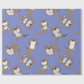 かわいいカワウソの魚の包み紙 ラッピングペーパー (フラット)