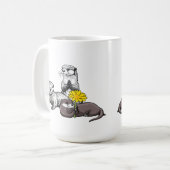 かわいいカワウソの3人組 コーヒーマグカップ (正面左)