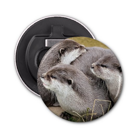 かわいいカワウソボタン型栓抜き 栓抜き (正面)