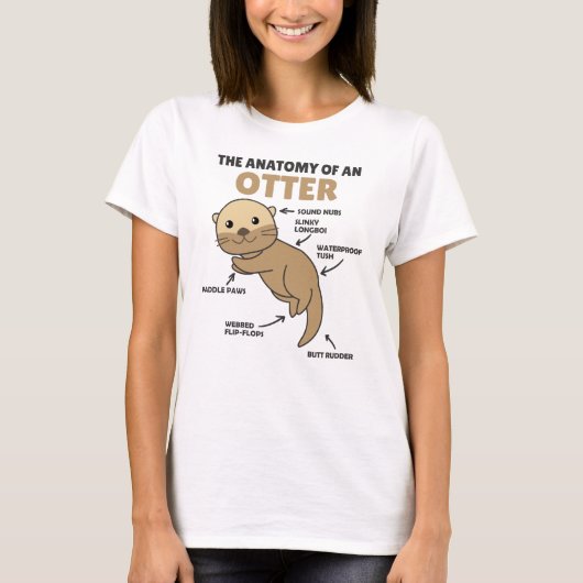 かわいいカワウソ説明カワウソの解剖学 Tシャツ (正面)