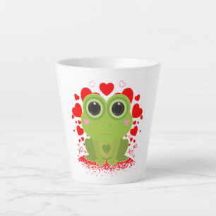 かわいいカワウソ風カエル ハート XOXO あたたかみのあるラブコーヒー カフェラテマグ