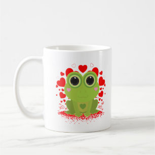 かわいいカワウソ風蛙ハート XOXO ラブコーヒーデザイン コーヒーマグカップ