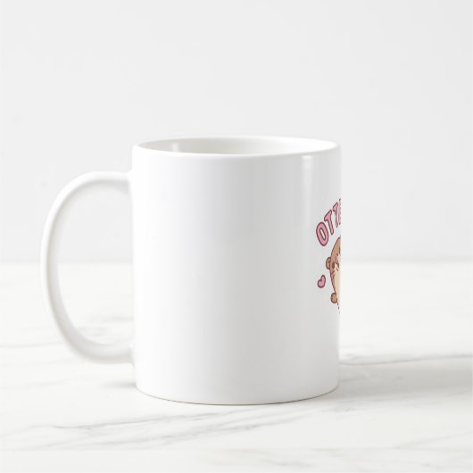 かわいいカワウソ オタベイルなダジャレ コーヒーマグカップ (左)