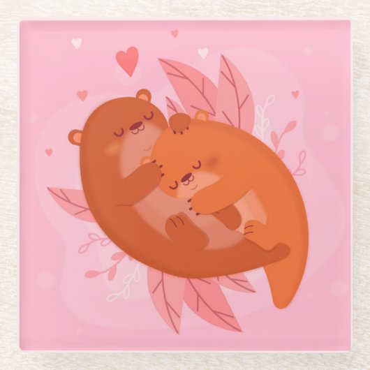 かわいいカワウソ ガラスコースター (正面)