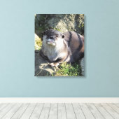 かわいいカワウソ キャンバスプリント (インサイチュ (ウッドフロア))