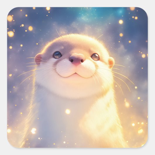 かわいいカワウソ スクエアシール (正面)