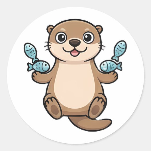 かわいいカワウソ ラウンドシール (正面)