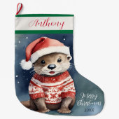 かわいいカワウソ ラージクリスマスストッキング (正面)