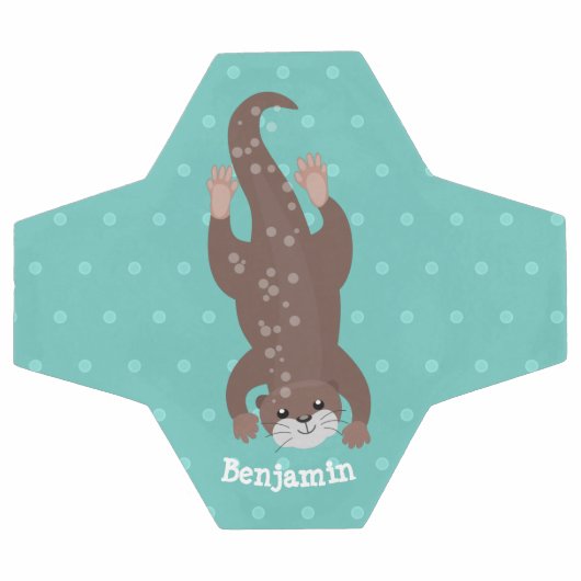 かわいいカワウダイビングティール（緑がかった色）漫画イラストレーション サッカーボール (フラット)