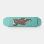 かわいいカワウダイビングティール（緑がかった色）漫画イラストレーション スケートボード (横)