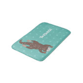 かわいいカワウダイビングティール（緑がかった色）漫画イラストレーション バスマット (アングル)