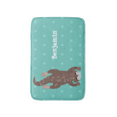 かわいいカワウダイビングティール（緑がかった色）漫画イラストレーション バスマット (正面縦)