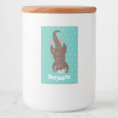 かわいいカワウダイビングティール(緑がかった色)漫画イラストレーション フードラベル (正面)