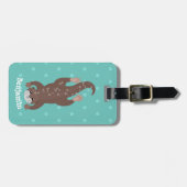 かわいいカワウダイビングティール(緑がかった色)漫画イラストレーション ラゲッジタグ (正面横)