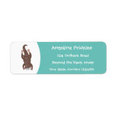 かわいいカワウダイビングティール（緑がかった色）漫画イラストレーション ラベル (正面)