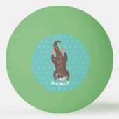 かわいいカワウダイビングティール（緑がかった色）漫画イラストレーション 卓球ボール (裏面)