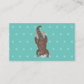 かわいいカワウダイビングティール（緑がかった色）漫画イラストレーション 名刺 (裏面)