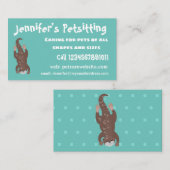 かわいいカワウダイビングティール（緑がかった色）漫画イラストレーション 名刺 (正面/裏面)