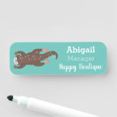 かわいいカワウダイビングティール（緑がかった色）漫画イラストレーション 名札 (インサイチュ)