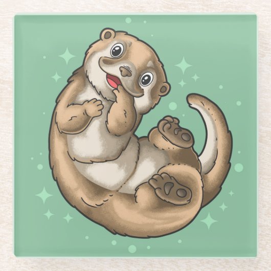 かわいいカワガラスのコースター ガラスコースター (正面)