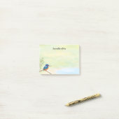 かわいいカワセミ水色ブルーオレンジバード ポストイット (デスク上)