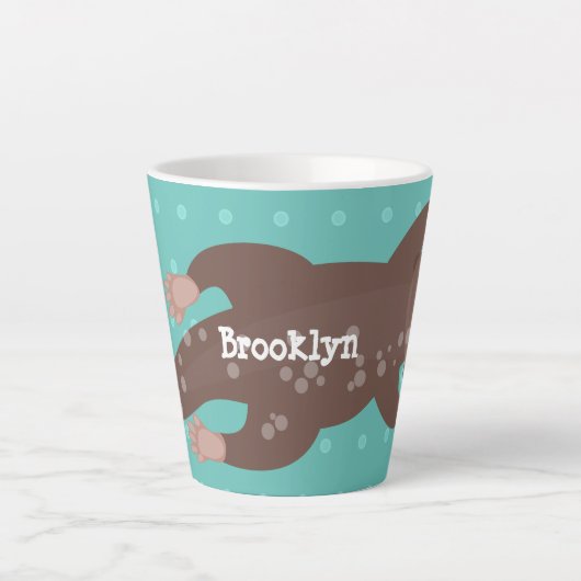 かわいいカワートダイビングアニメイラストレーション カフェラテマグ (正面)