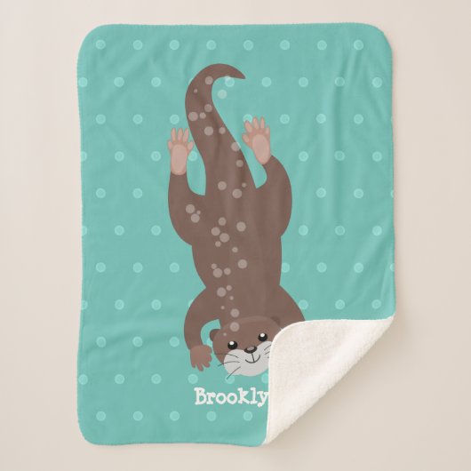 かわいいカワートダイビングアニメイラストレーション シェルパブランケット (正面)