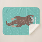 かわいいカワートダイビングアニメイラストレーション シェルパブランケット (正面(横))