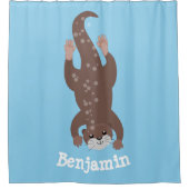 かわいいカワートダイビングアニメイラストレーション シャワーカーテン (正面)