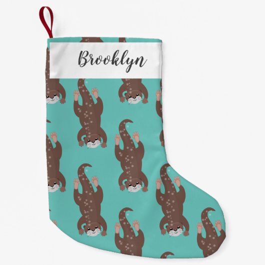 かわいいカワートダイビングアニメイラストレーション スモールクリスマスストッキング (正面)