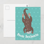 かわいいカワートダイビングアニメイラストレーション ポストカード (正面/裏面)