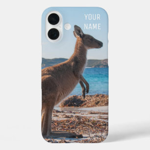 かわいいカンガルーでビーチサマーオーストラリア iPhone 16 PLUSケース