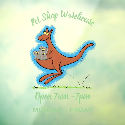 かわいいカンガルーとコアラ漫画イラストレーション ウィンドウサイン (シート3)