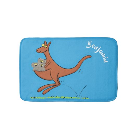 かわいいカンガルーとコアラ漫画イラストレーション バスマット (正面)