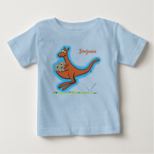 かわいいカンガルーとコアラ漫画イラストレーション ベビーTシャツ
