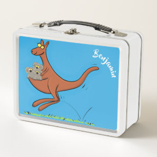 かわいいカンガルーとコアラ漫画イラストレーション メタルランチボックス