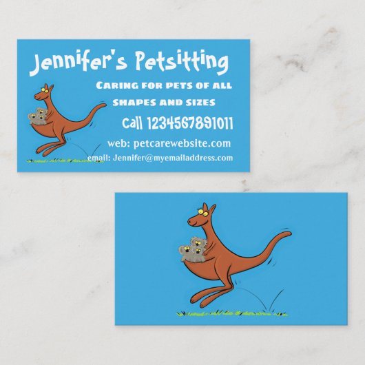 かわいいカンガルーとコアラ漫画イラストレーション 名刺 (正面/裏面)