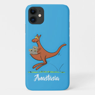 かわいいカンガルーとコアラ漫画イラストレーション iPhone 11 ケース