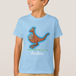 かわいいカンガルーとコアラ漫画イラストレーション Tシャツ