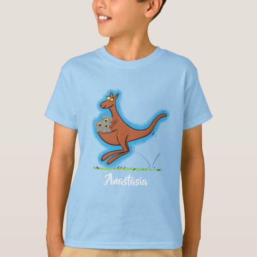 かわいいカンガルーとコアラ漫画イラストレーション Tシャツ (正面)