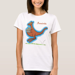 かわいいカンガルーとコアラ漫画イラストレーション Tシャツ