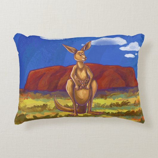 かわいいカンガルーとベビーの頭と尾 アクセントクッション (正面)