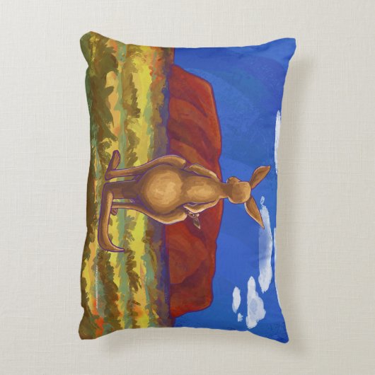 かわいいカンガルーとベビーの頭と尾 アクセントクッション (裏面(縦))