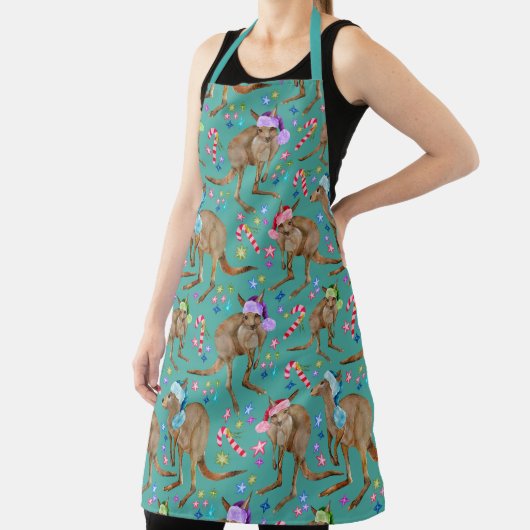 かわいいカンガルーのクリスマス エプロン (インサイチュ)