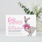 かわいいカンガルーのハートの袋のベビーシャワー招待状 招待状 (スタンド正面)