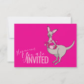 かわいいカンガルーのハートの袋のベビーシャワー招待状 招待状 (裏面)