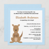 かわいいカンガルーのベビーシャワーの招待状-対の男の子 招待状 (正面/裏面)