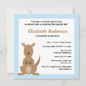 かわいいカンガルーのベビーシャワーの招待状-対の男の子 招待状 (正面)